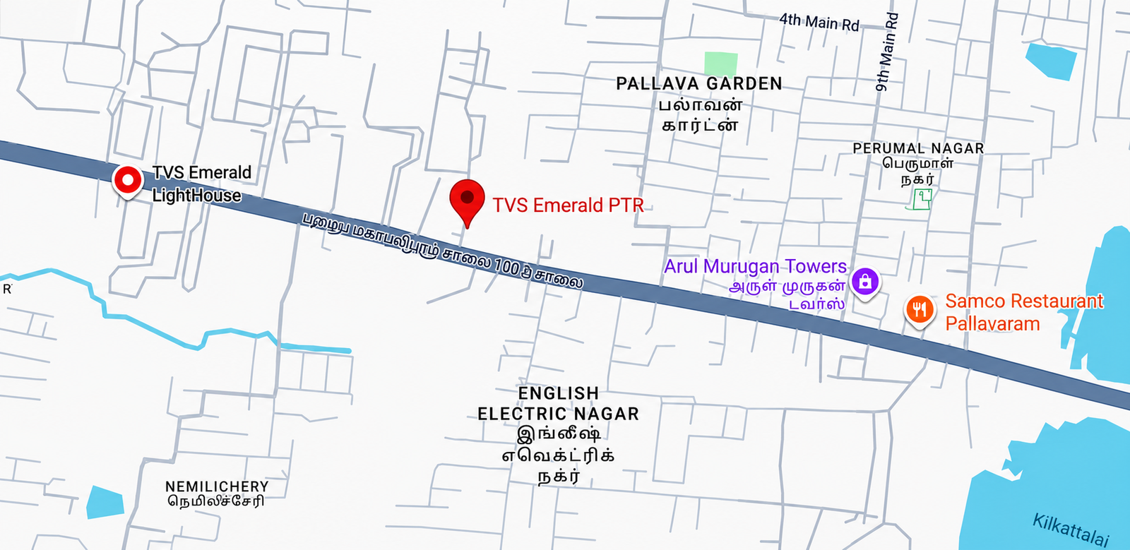 Location map for TVS Pallavaram on Radial Road